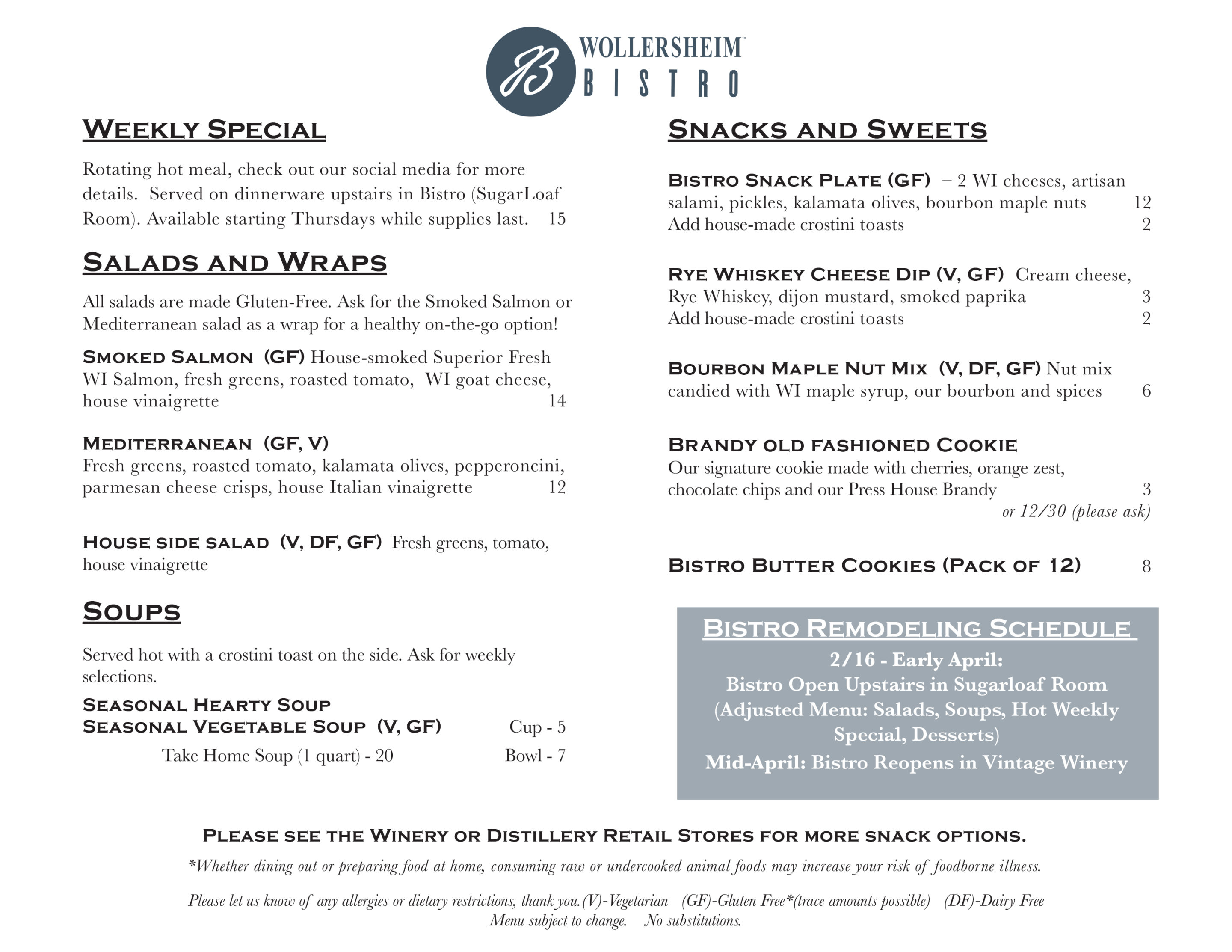 The Bistro Menu