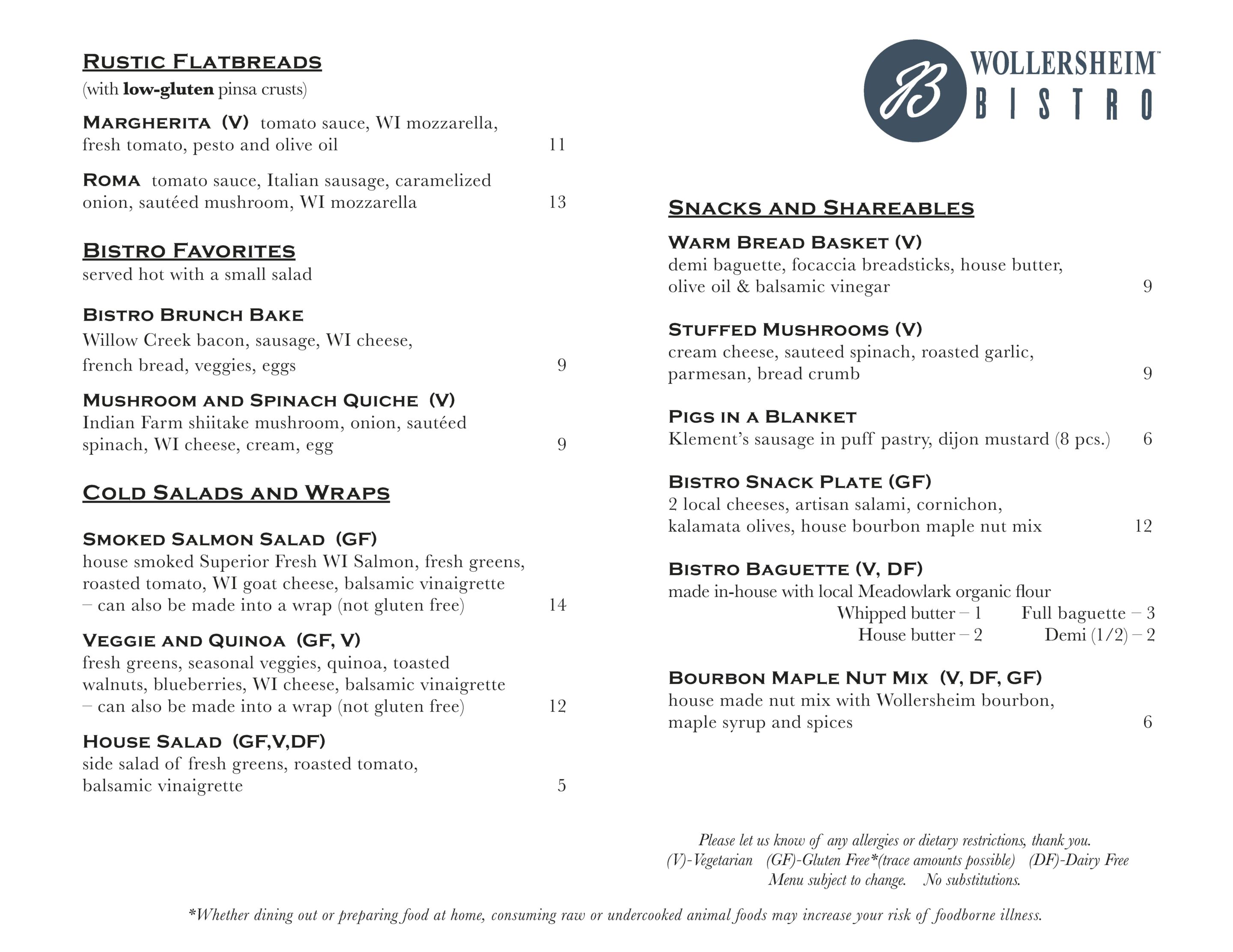 The Bistro Menu