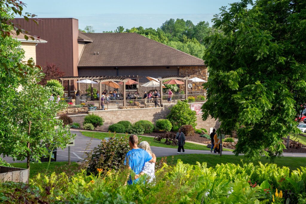 People strolling through the Wollersheim Winery and Distillery at the June Summer Serenade.